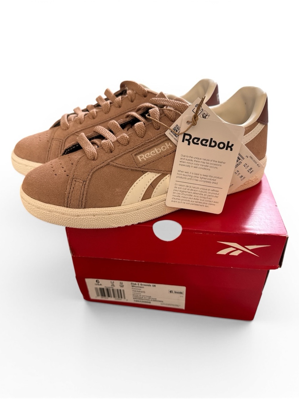 Reebok Club C Grounds Tennis Shoes- Brown/Chalk/Brown Women’s size 6 NIB - Picture 4 of 14